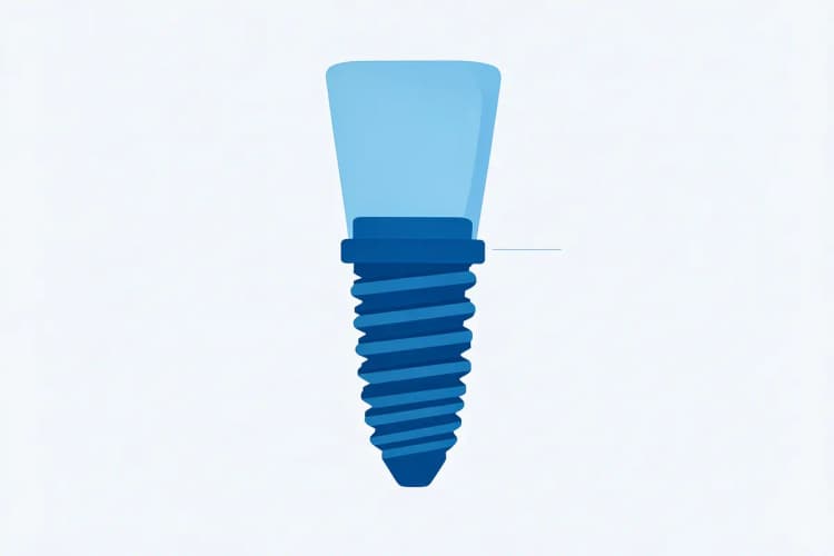 Ilustração esquemática de um implante dentário sem parafuso (osseointegrado).
